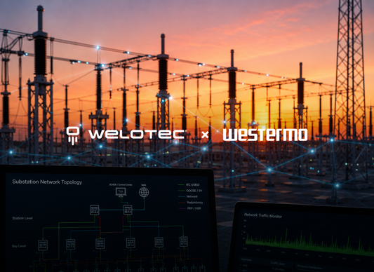 This picture shows a substation at sunset with control monitors in front. This picture was created using AI. [KI]